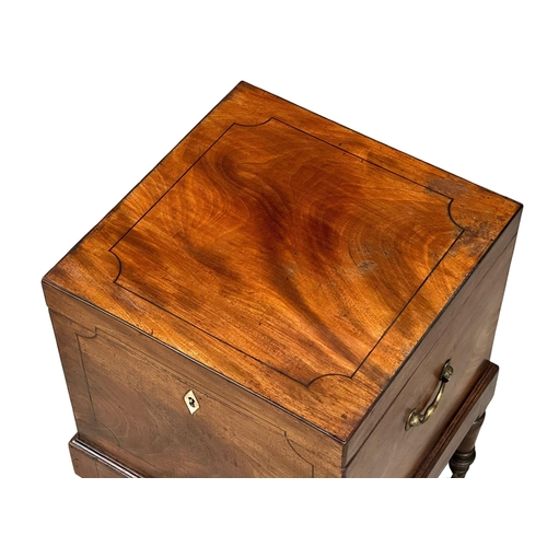 71 - A Late George III inlaid mahogany cellarette. Circa 1800-1820. 41x41x62cm. (1)