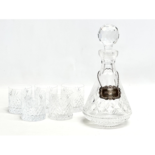 997 - Silver label. A Tyrone Crystal decanter with 5 Tyrone “Slieve Donard” whiskey glasses.