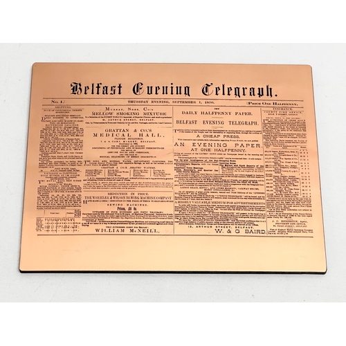 998 - A set of Pentland Copper Craft “Belfast Telegraph” place mats.