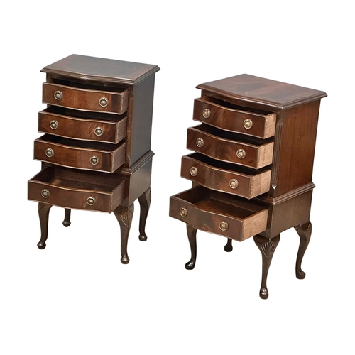 339 - A pair of Georgian style inlaid mahogany serpentine front side chests of drawers on Queen Anne legs.... 