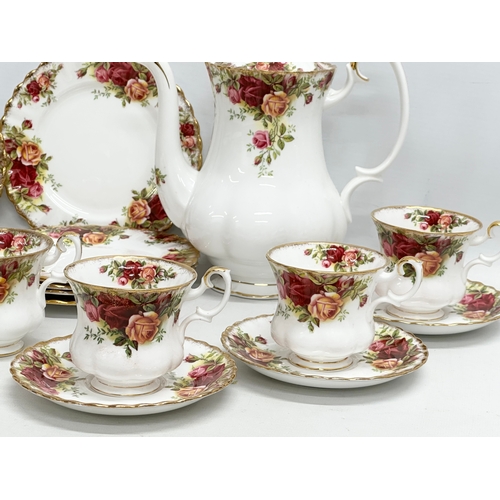 417 - A 17 piece Royal Albert “Old Country Roses’ coffee service.