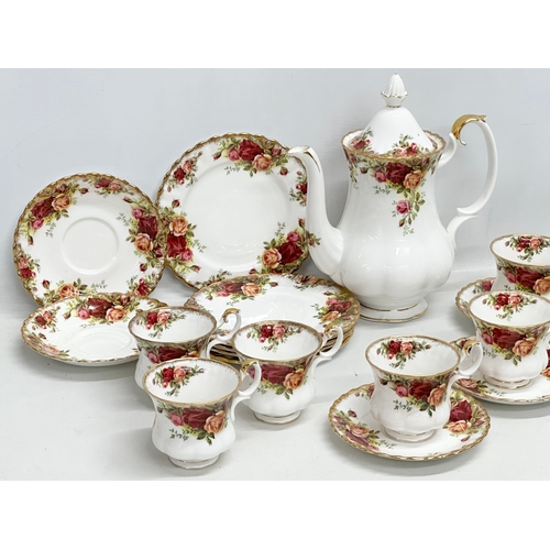 417 - A 17 piece Royal Albert “Old Country Roses’ coffee service.