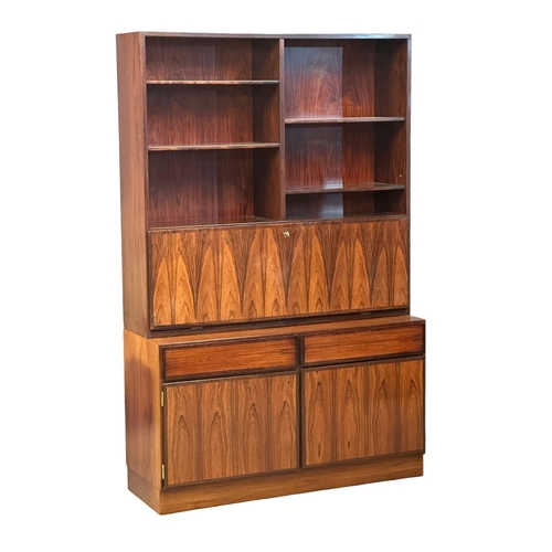 116 - A Danish Mid Century rosewood side cabinet, with dropdown writing bureau. 120x44x187.5cm.