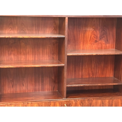 116 - A Danish Mid Century rosewood side cabinet, with dropdown writing bureau. 120x44x187.5cm.