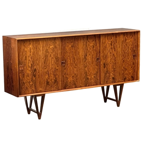 12 - Helge Vestergaard Jensen. A rare Danish Mid Century rosewood sideboard credenza. Designed by Helge V... 