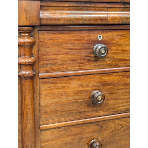 258 - A 19th Century Victorian mahogany chest of drawers with Mother of Pearl inlaid handles and key escut... 