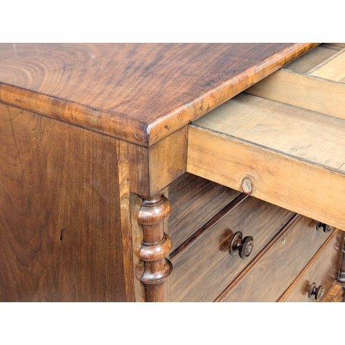 258 - A 19th Century Victorian mahogany chest of drawers with Mother of Pearl inlaid handles and key escut... 