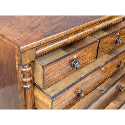 258 - A 19th Century Victorian mahogany chest of drawers with Mother of Pearl inlaid handles and key escut... 