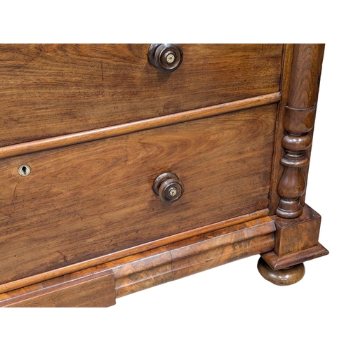 258 - A 19th Century Victorian mahogany chest of drawers with Mother of Pearl inlaid handles and key escut... 