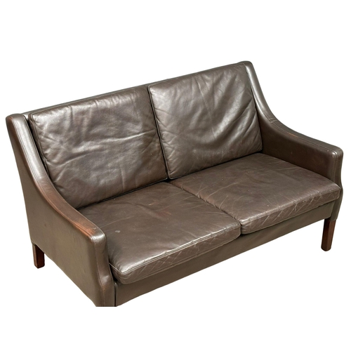 26 - Borge Mogensen. A Danish Mid Century rosewood and leather 2 seater sofa. Designed by Borge Mogensen ... 