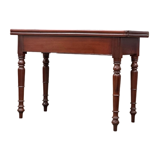 272 - A 19th Century Victorian mahogany turnover tea table. 106x49x76cm closed. 98x106x76cm open.(2)