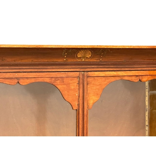 130 - A large Late 19th Century inlaid mahogany wall hanging shops display cabinet. With 2 glass shelves. ... 