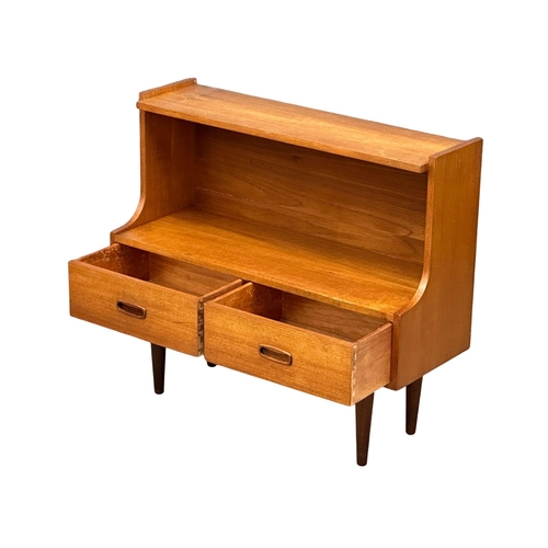 163A - A small Danish Mid Century teak side unit with 2 drawers. 76.5x28x67cm(5)