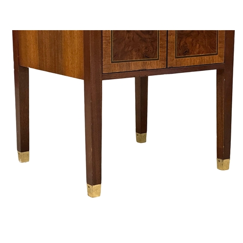 74 - A pair of inlaid mahogany and burr walnut bedside cabinets. 50x50x63cm (7)