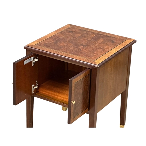 74 - A pair of inlaid mahogany and burr walnut bedside cabinets. 50x50x63cm (7)