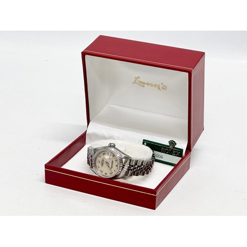 600 - A Rolex Oyster Perpetual Datejust watch with box and paperwork. (4)