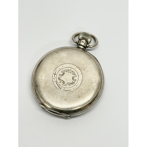 640 - Aaron Lufkin Dennison. An Early 20th Century silver pocket watch. Presented to Serg W.J McNally. By ... 