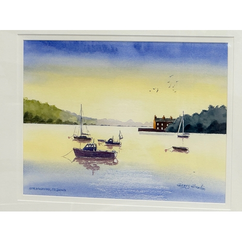 578 - Gerry Scullion. Watercolour drawing. Strangford County Down. 37x28cm. Frame 55x47cm.