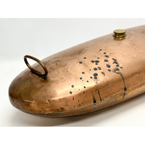 503 - A large 19th Century Victorian copper carriage foot warmer. 77x29x22cm.