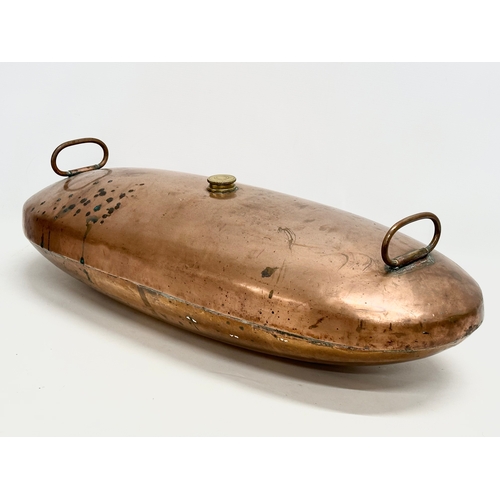 503 - A large 19th Century Victorian copper carriage foot warmer. 77x29x22cm.