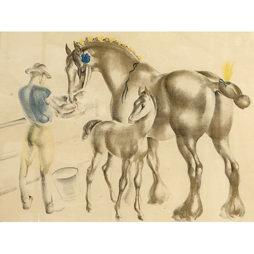 170 - John R Skeaping. Large signed print. Mare and Foal. 1945. Printed in England at The Baynard Press fo... 