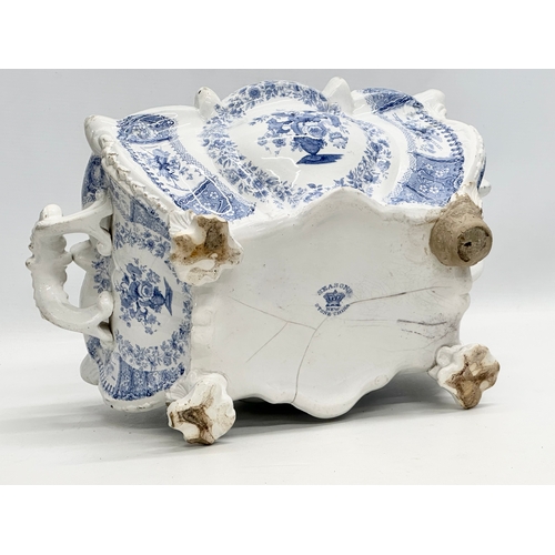 429 - Seasons New Stone China. A large Early 19th Century English blue and white tureen with cover. 36x24x... 