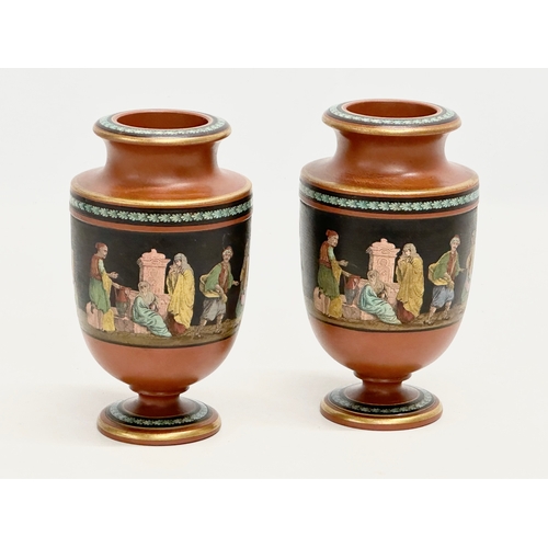 100 - Felix & Richard Pratt (F & R Pratt & Co) A pair of good quality Mid 19th Century painted terracotta ... 