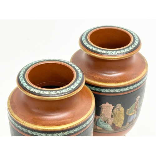 100 - Felix & Richard Pratt (F & R Pratt & Co) A pair of good quality Mid 19th Century painted terracotta ... 