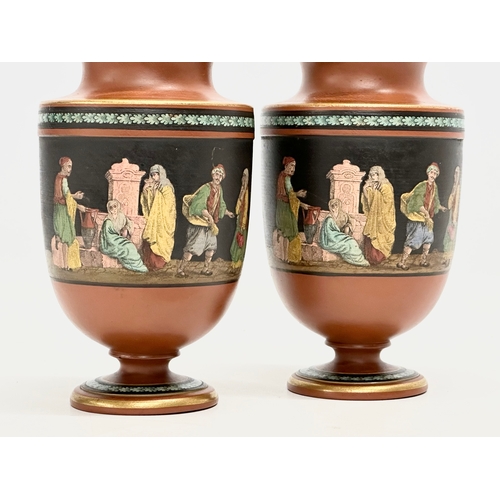 100 - Felix & Richard Pratt (F & R Pratt & Co) A pair of good quality Mid 19th Century painted terracotta ... 