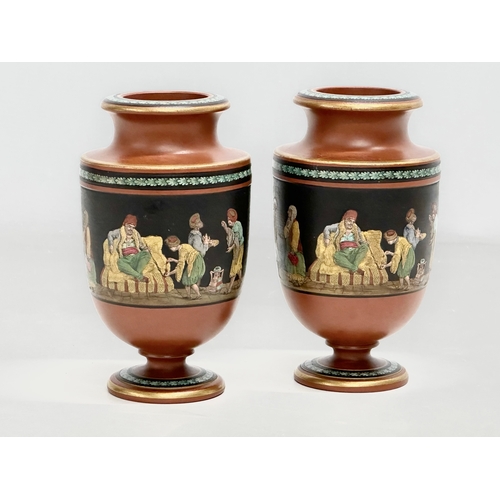 100 - Felix & Richard Pratt (F & R Pratt & Co) A pair of good quality Mid 19th Century painted terracotta ... 