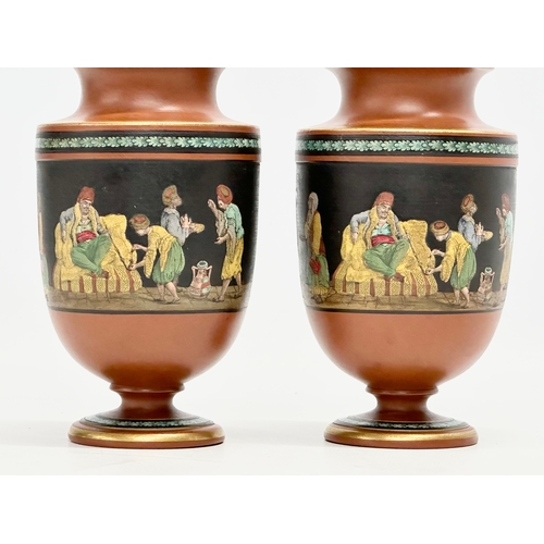 100 - Felix & Richard Pratt (F & R Pratt & Co) A pair of good quality Mid 19th Century painted terracotta ... 