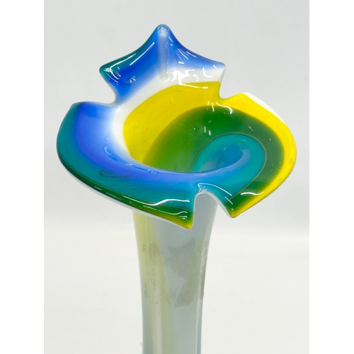 326 - A Mid Century art glass Jack in the Pulpit vase. 31cm.