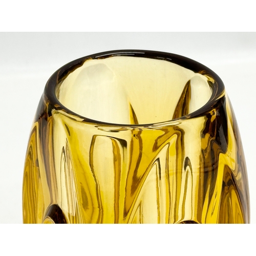 327 - Rudolf Schrotter. A Mid 20th Century Czech amber glass “Lens” vase. Designed by Rudolf Schrotter for... 