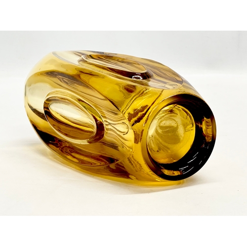 327 - Rudolf Schrotter. A Mid 20th Century Czech amber glass “Lens” vase. Designed by Rudolf Schrotter for... 