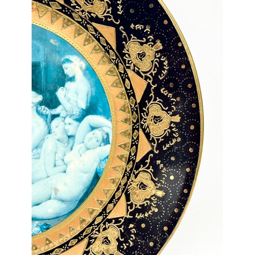 352C - A pair of Sevres Louis-Philippe style French gilt and cobalt blue cabinet plates. 35cm