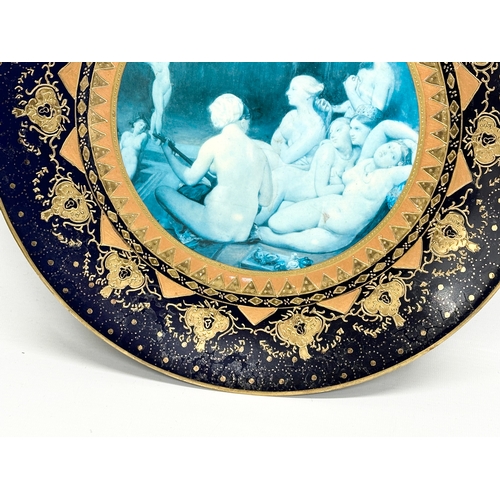 352C - A pair of Sevres Louis-Philippe style French gilt and cobalt blue cabinet plates. 35cm