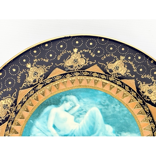 352C - A pair of Sevres Louis-Philippe style French gilt and cobalt blue cabinet plates. 35cm