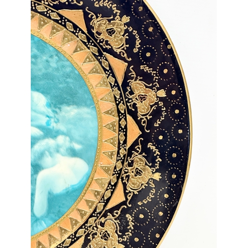 352C - A pair of Sevres Louis-Philippe style French gilt and cobalt blue cabinet plates. 35cm