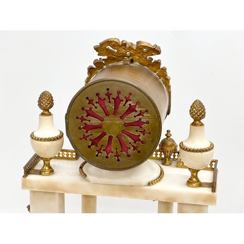 56 - A good quality Late 19th Century French onyx and gilt brass 3 piece clock set. With enamelled dial f... 