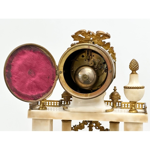 56 - A good quality Late 19th Century French onyx and gilt brass 3 piece clock set. With enamelled dial f... 