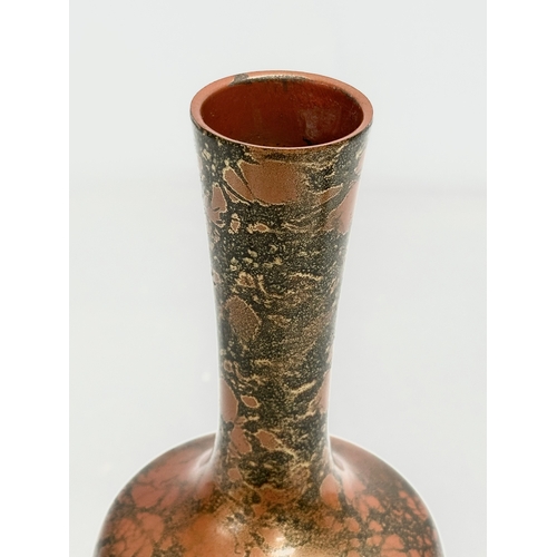 72 - A signed Early 20th Century Japanese Murashido bronze bottle vase. 25cm