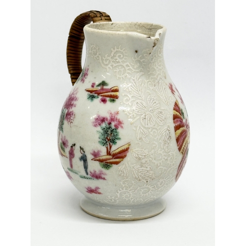 73 - A Late 18th Century Chinese Export cream jug, with woven handle. Circa 1770-1790. 9x10cm.   (8)