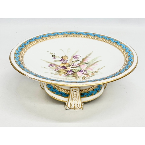 103 - A Late 19th Century Royal Worcester hand painted, 3 footed comport. Circa 1870-1880. 23x7.5cm.