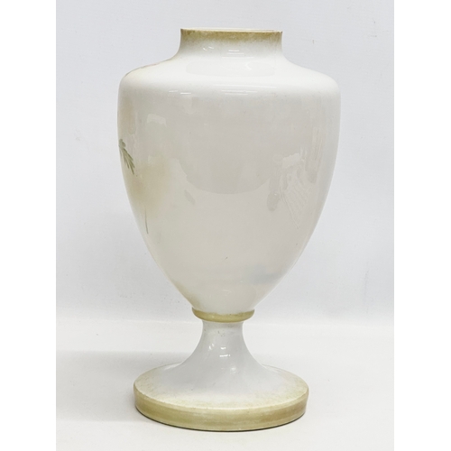 209 - A large Late 19th Century hand painted opaline glass vase. 20x35cm