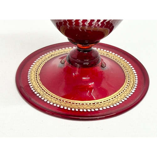 60 - A fine quality Late 19th Century Bohemian ruby glass urn shaped vase. With gilt neoclassical finish.... 