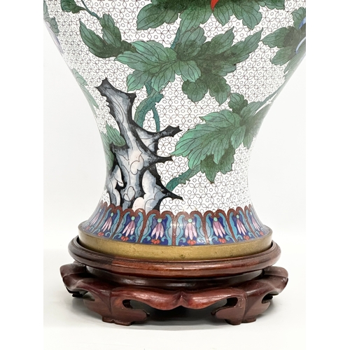 21 - A very large Early 20th Century Japanese cloisonne enamelled baluster pot, with cover on stand. 27x5... 