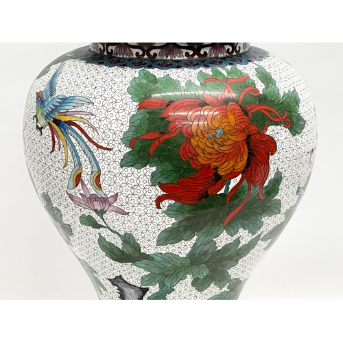 21 - A very large Early 20th Century Japanese cloisonne enamelled baluster pot, with cover on stand. 27x5... 