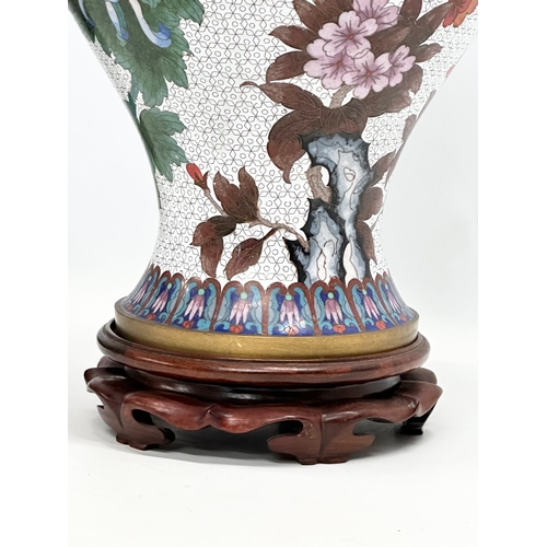 21 - A very large Early 20th Century Japanese cloisonne enamelled baluster pot, with cover on stand. 27x5... 