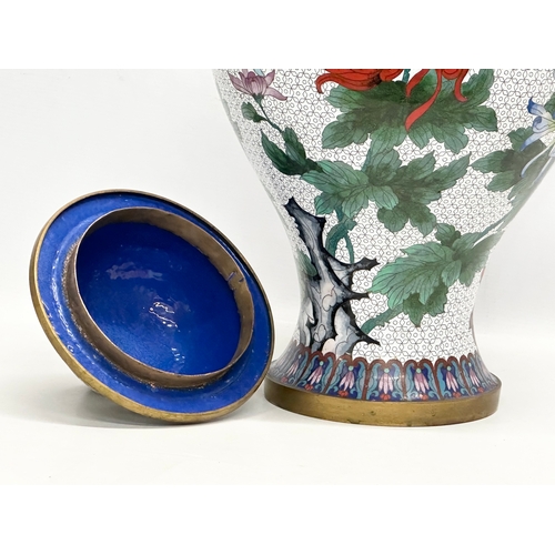 21 - A very large Early 20th Century Japanese cloisonne enamelled baluster pot, with cover on stand. 27x5... 