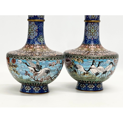 23 - A pair of Early/Mid 20th Century Japanese cloisonne enamel vases. 16x27cm